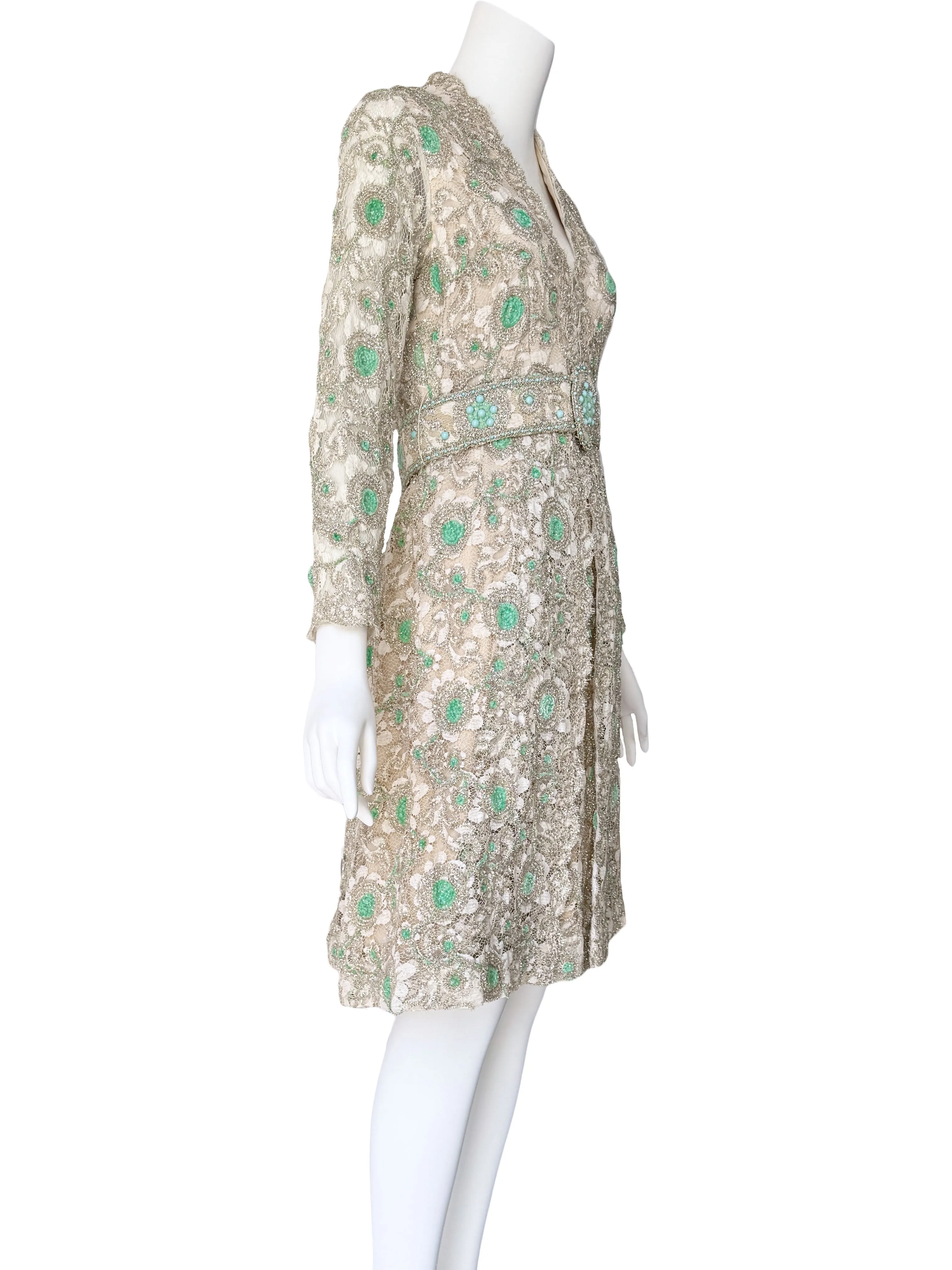 1970s Embellished Lace Midi Dress