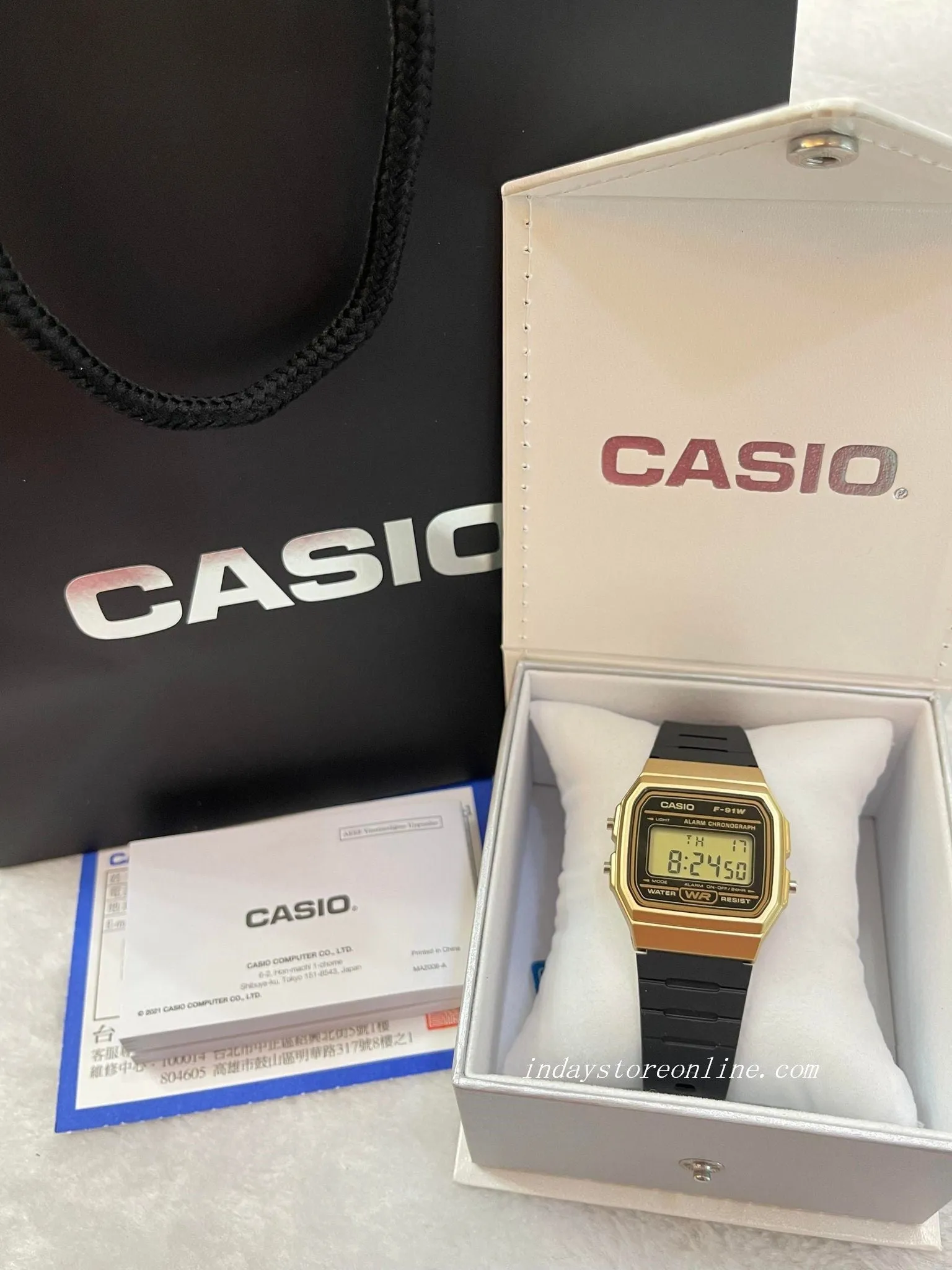 Casio Digital Women's Watch F-91WM-9A Black Color Resin Strap Battery Life 7-Years