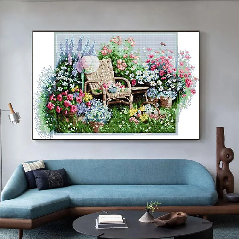 Garden Chairs Joy Sunday Floral free crossstitch patterns