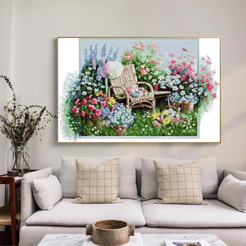 Garden Chairs Joy Sunday Floral free crossstitch patterns