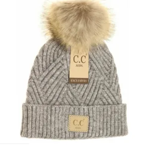 Kid's C.C. Heathered Fur Pom