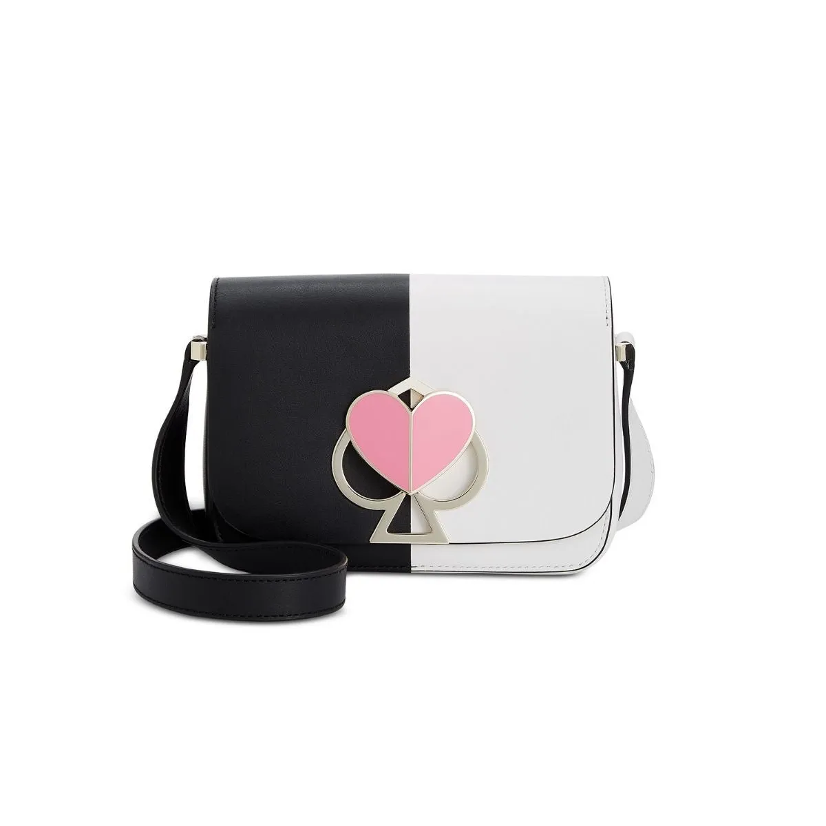 Nicola Bicolor Twistlock Small Black and Optic White Shoulder Bag