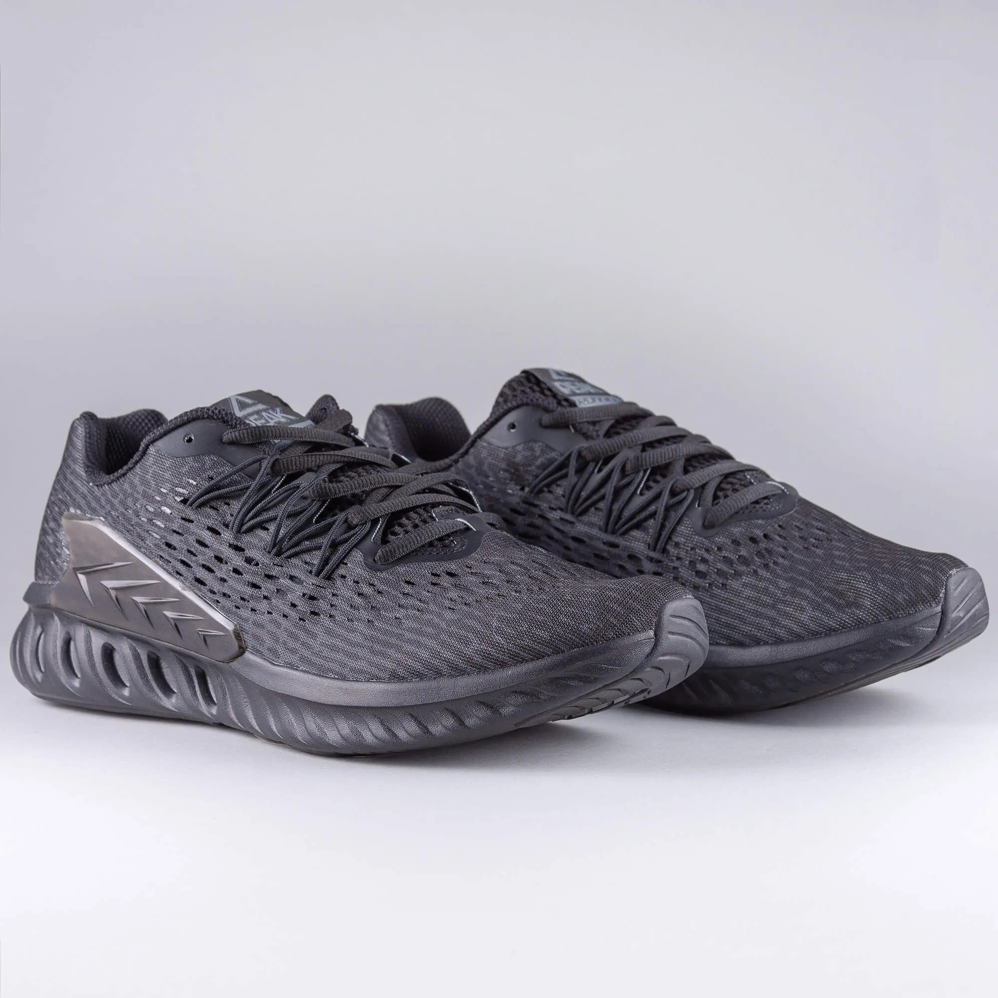 PEAK RUNNING SHOES BLACK MELANGE GREY