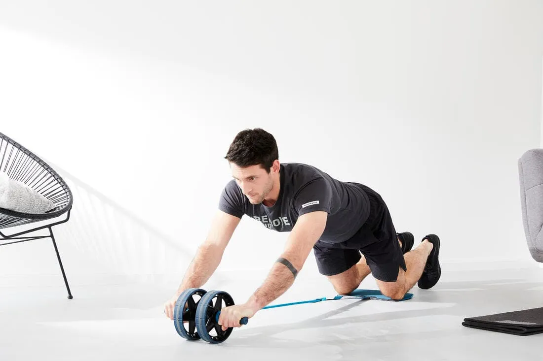 Roulette abdominale musculation avec ou sans élastique de guidage - Ab wheel evo
