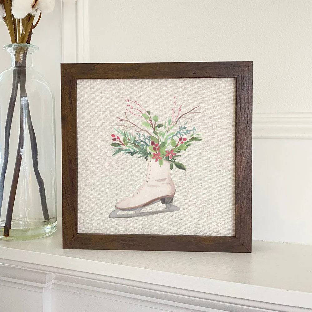 Winter Floral Ice Skate - Framed Sign